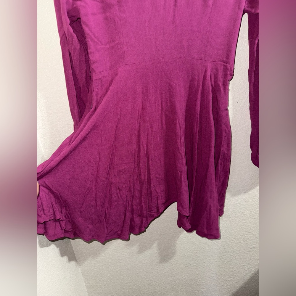 Free People Purple Fairycore Mini Dress Coquette Boho IT Girl- small - Picture 7 of 9